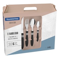 TRAMONTINA 西式餐具組 24入, 黑色的, 1套
