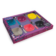 트라몬티나 믹스컬러 디저트 12p세트 25099943, 블루, 라이트 그레이, 핑크, 옐로우, 다크 그레이, 퍼플, 그릇 6p + 스푼 6p