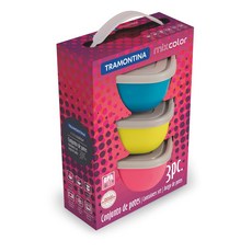 트라몬티나 믹스컬러 저장용기 세트 블루 + 핑크 + 옐로우 25099947, 1세트, 저장용기 3p