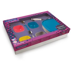 트라몬티나 믹스컬러 디저트 10p세트 25099941, 블루, 라이트 그레이, 핑크, 옐로우, 용기 5p + 스푼 5p