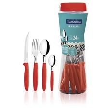 TRAMONTINA 西式餐具組 24入, 紅色的, 1套