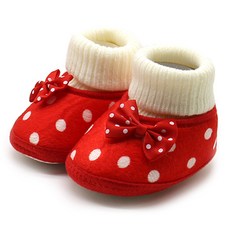 JOY MULTI 女孩大圓點絲帶襪子學步鞋