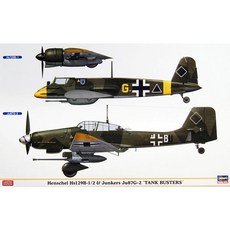 Hasegawa 1/48 Henschel Hs129B-1/2 & Junkers Ju87G-2 Tank Busters 塑料模型戰鬥機組裝和噴漆需要, 1套