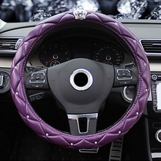 DM 차량용 알럽홈 크라운 럭셔리 가죽 핸들, 퍼플