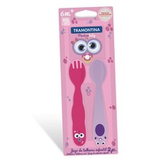 트라몬티나 몬스터베이비 어린이 식기 2p세트 23799494, 핑크, 1세트, 숟가락+스포크