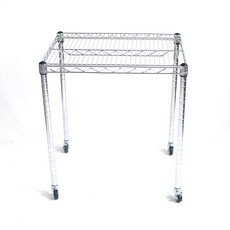 코랙코리아 이동식 소형바퀴 선반 트롤리 1단, 은색 크롬