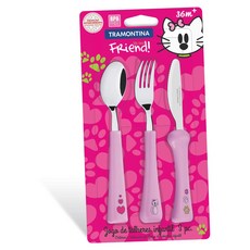 트라몬티나 베스트프랜드 어린이 스푼포크 세트 3pc 23799491, 핑크, 1세트