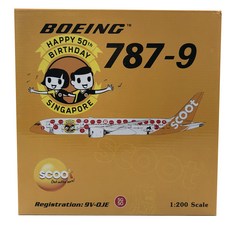 鳳凰1:200新加坡酷航B787-9 9V-OJE新加坡建國50週年飛機壓鑄模型, 混色