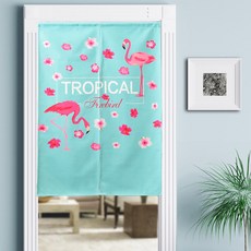 DM I Love Home 紅鶴廚房客廳浴室隔間門簾, D款