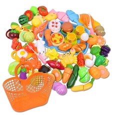 野餐速食水果蔬菜56種扮家家酒玩具組 + 購物籃, 混合顏色, 1套