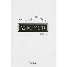 짧은 시 그리고 긴 생각:천의 고원 넘나드는 유쾌한 시인평론_김병중_2011, 순수문학사