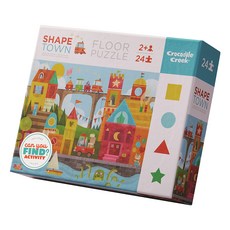 크로커다일크릭 얼리 러닝 직소퍼즐 쉐이프 타운, 24피스, 혼합 색상, 1개