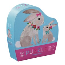 크로커다일크릭 미니 직소퍼즐 버니 러브, 12피스, 혼합 색상, 1개