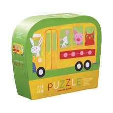 크로커다일크릭 미니 직소퍼즐 스쿨 데이, 12피스, 혼합 색상, 1개