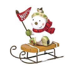 AMANO 雪橇上帶有旗幟的雪人物體, 混色