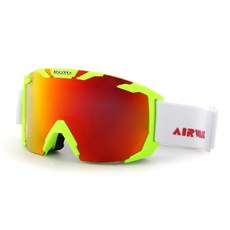 AIRWALK 成人和孩童鏡面滑雪鏡 AW-625, 啞光綠+紅鏡