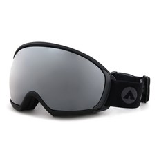 AIRWALK 成人鏡面滑雪鏡 AW-014DX, 亮黑+銀鏡