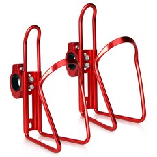 自行車店輕量鋁製水壺架, 紅色的, 2件