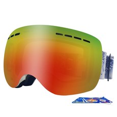 FANTON 成人眼鏡眼鏡鏡子護目鏡 RSK91WR + 小袋, 亮白鏡框 + 紅色 Revo 鏡面鏡片