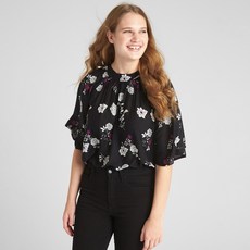갭 여성용 와이드 슬리브 플로럴 프린트 블라우스