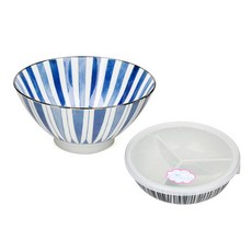 일본 도자기 아이카 1인 덮밥 다미 세트G 2p, 혼합 색상, 1세트