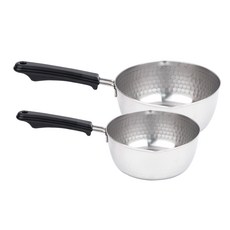 요시카와 스텐유키히라 블랙핸들 편수 냄비 2종 세트, 혼합 색상, 편수 냄비 18cm + 20cm