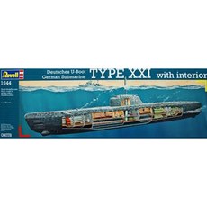Revell RV5078 1:144 德國潛艇 XXI 型 U-Boat 帶內部塑料模型潛艇, 1個