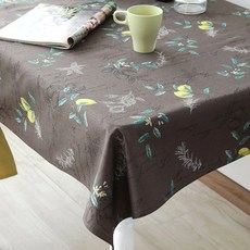 DECOTONIK 檸檬樹枝桌巾, 棕色, 4人用(110 x 150cm)