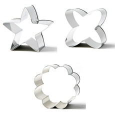 E-home baking 餅乾模具 3件組, 星星, 花朵, 菊花, 1套