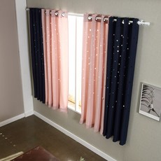 自然亞麻感閃爍鏤空遮光窗簾, 櫻花粉