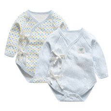 韓國 Mom's care 提花貼片新生兒連身衣2件組