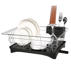 不鏽鋼單層餐具瀝水架, 黑色的