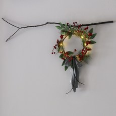 BLOOMING&ME 聖誕花圈+可拆式迷你燈串 10燈, 混色