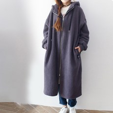 Ebesso 孕婦羊毛連帽拉鍊大衣