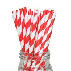 Schwarz Korea斜線紙吸管 紅色, 25件, 4個