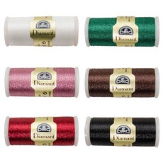 D-M-C 鑽石梭織刺繡花邊線 6 色, 金屬的 多彩的, 35m