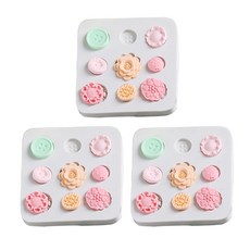 Bycell矽膠模具花朵鈕扣 3入, 單色