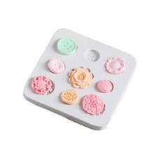 Bycell矽膠模具 花朵鈕扣, 單色