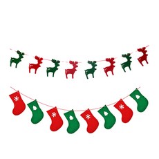 DM Corporation Allup Home 聖誕無紡布花環 Rudolph + 襪子, 混色