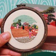 스윗리빙 DIY 크리에이티브 레인보우 십자수 자수키트, 1개, 하쿠