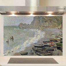 샤이니아트 주방아트보드 모네 에트레타 해변과 항구, 1개