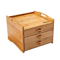 3層竹製抽屜茶櫃 PJ009 25*24*19.7cm, 混色, 1個