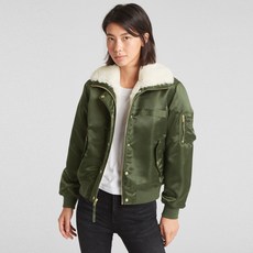 갭 여성용 안감 인조 모피 보머 자켓