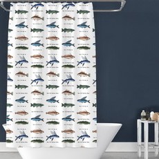 Livingjoy海洋圖案浴簾 SK058 180*200cm, 1個