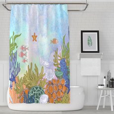 Livingjoy海洋圖案浴簾 SK061 180*200cm, 1個