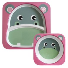 피셔프라이스 논슬립 사각식판 + 사각볼 세트, 하마, 1개