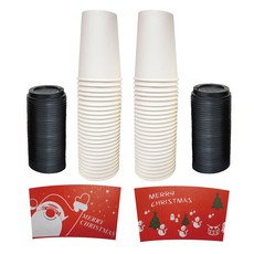 한컵 390ml 종이컵 100p + 개폐형뚜껑 100p + 겨울시즌홀더 2종 100p 세트, 1세트