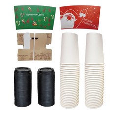한컵 390ml 종이컵 100p + 개폐형뚜껑 100p + 겨울시즌홀더 2종 100p + 캐리어 25p 세트, 1세트