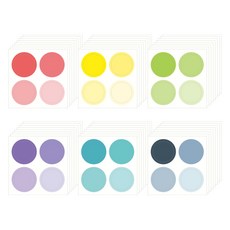 Walgadaks 素色圓形圓點貼紙6款組合 L 48張, 混合顏色, 1套