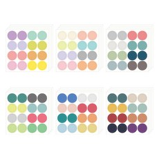 Walgadaks Shuffle 圓點貼紙 6款套組 S 24張, 混合顏色, 1套